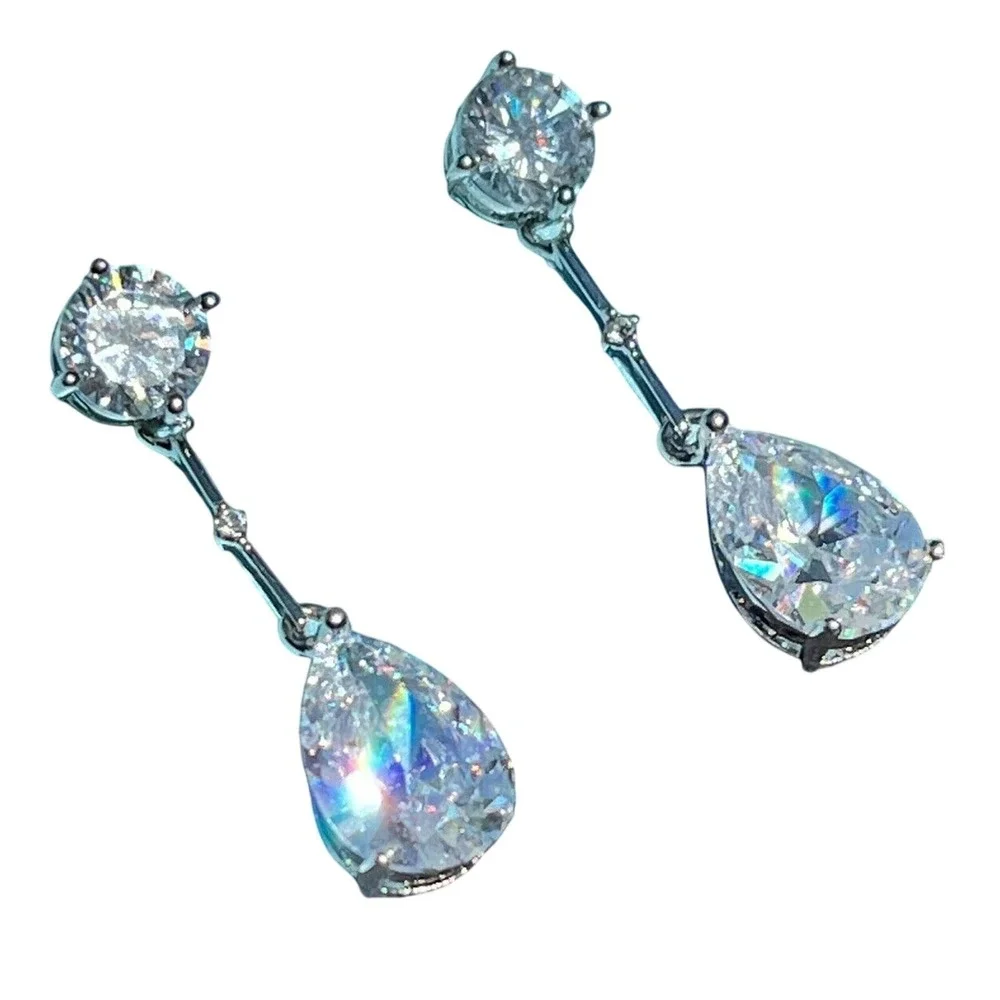 Monet Pear Shape Drop Earrings CZ Glam Wedding Holiday‎ Bride Elegant Bling